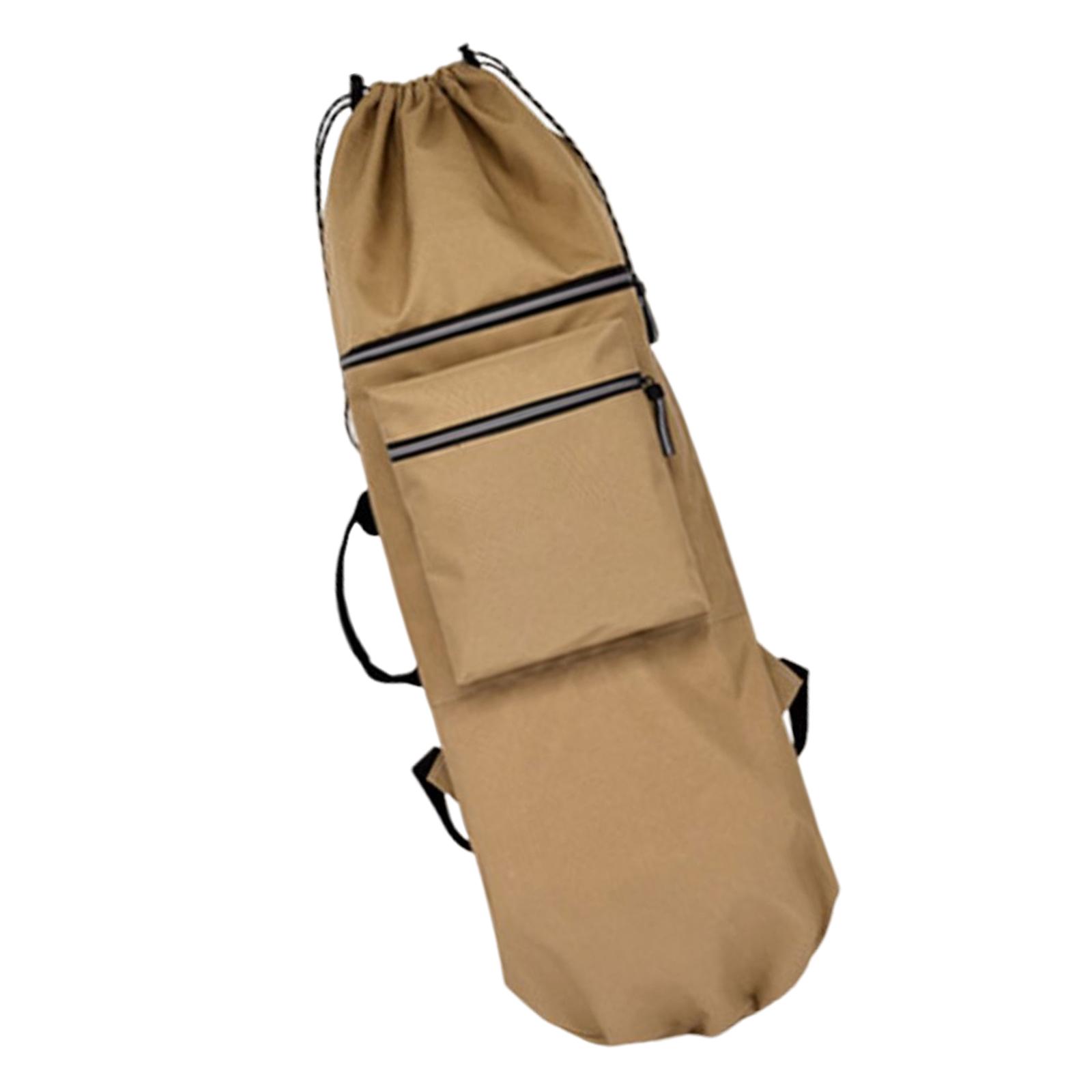 Longboard Skateboard Bag Shoulder Bag Carrier Waterproof 600D Oxford Cloth Khaki