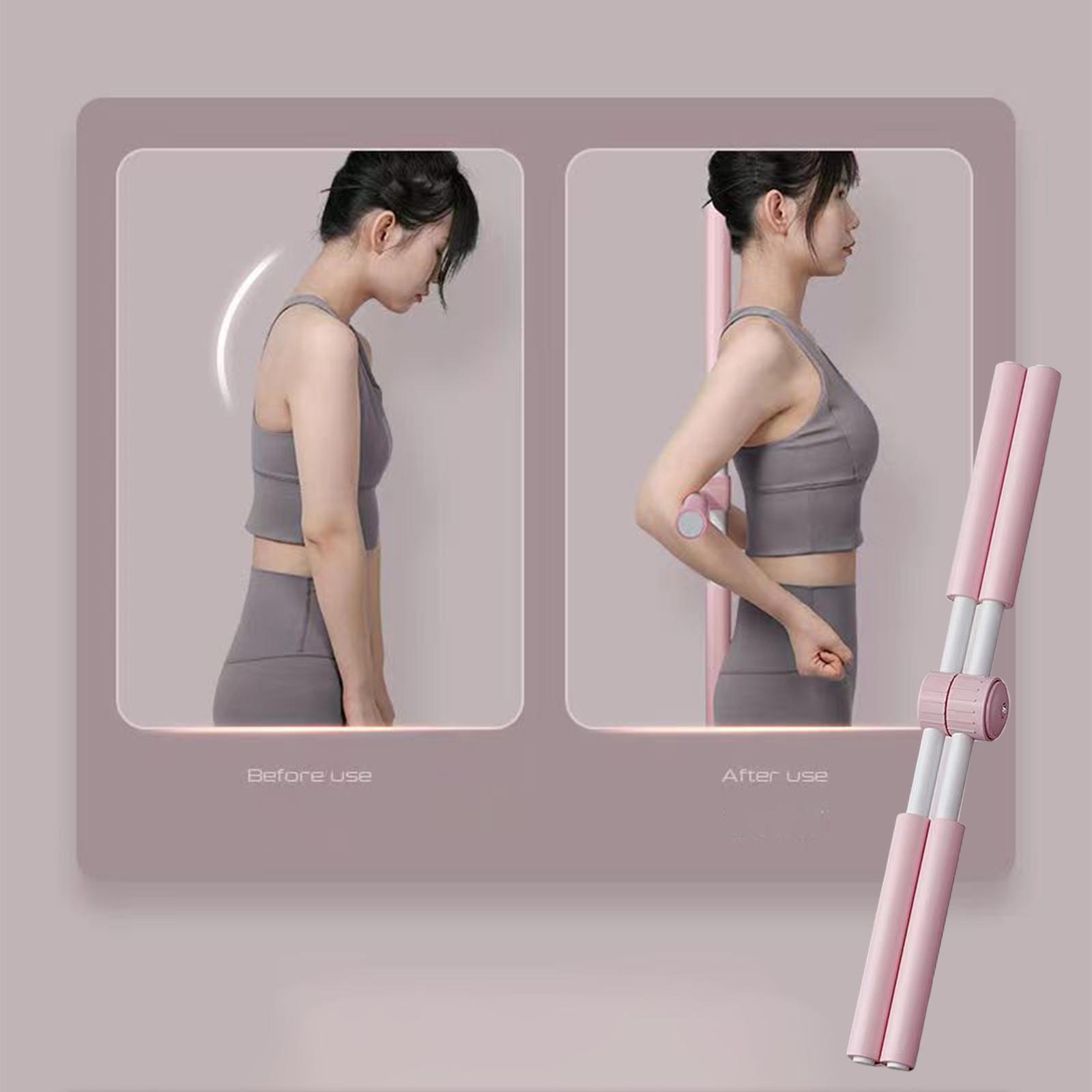 Yoga Stick Open Shoulder Fitness Stretching Pilates for Body Shaping Pink