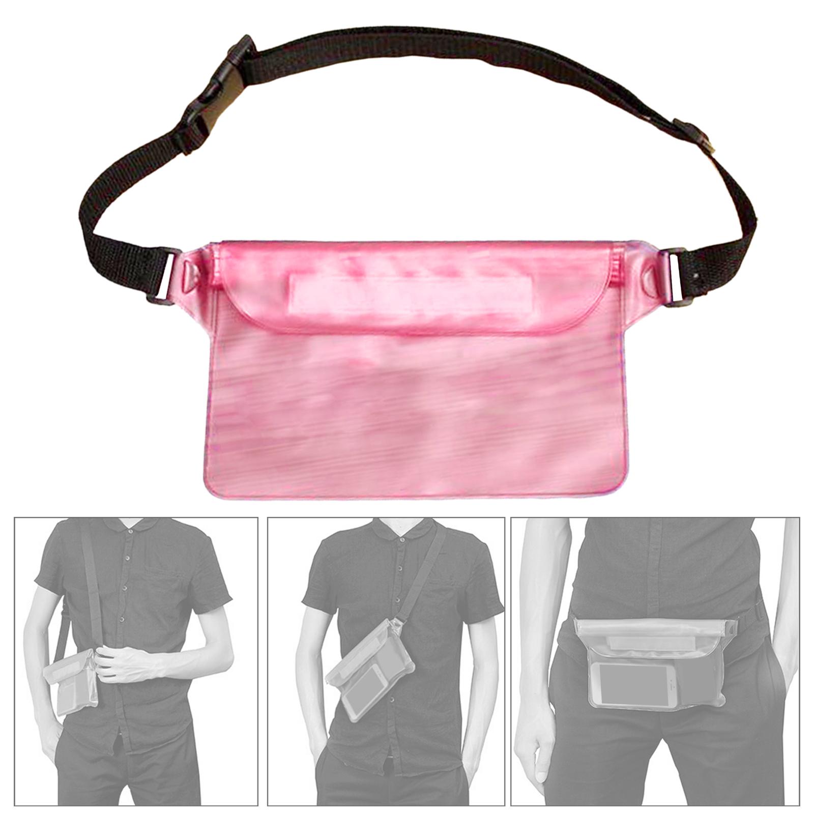 Swimming Waterproof Pouch Dry Bag with Adjustable Waist Strap Pink