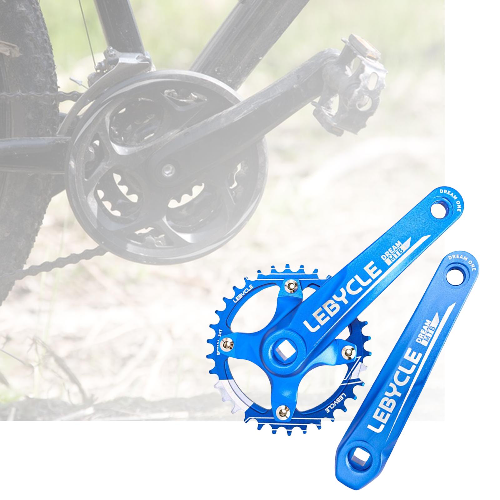 Mountain Bike Crankset 170mm Square Taper Aluminum Alloy Blue Crankset 34T