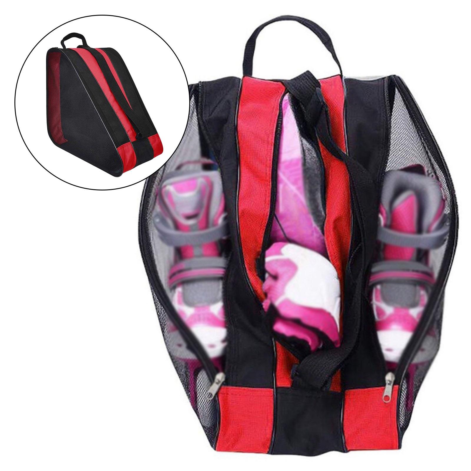 Breathable Skating Bag Ice Skating Shoulder Strap Adjustable Outdoor Roller Red