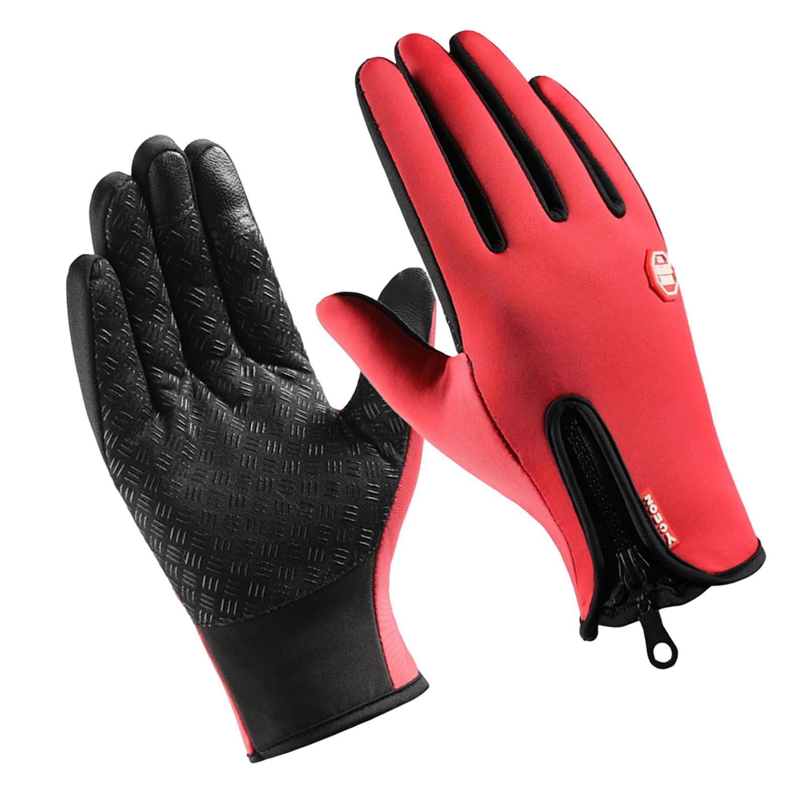 Winter Gloves Nonslip Thermal Gloves for Outdoor Running Sports Motorcycle XL Red