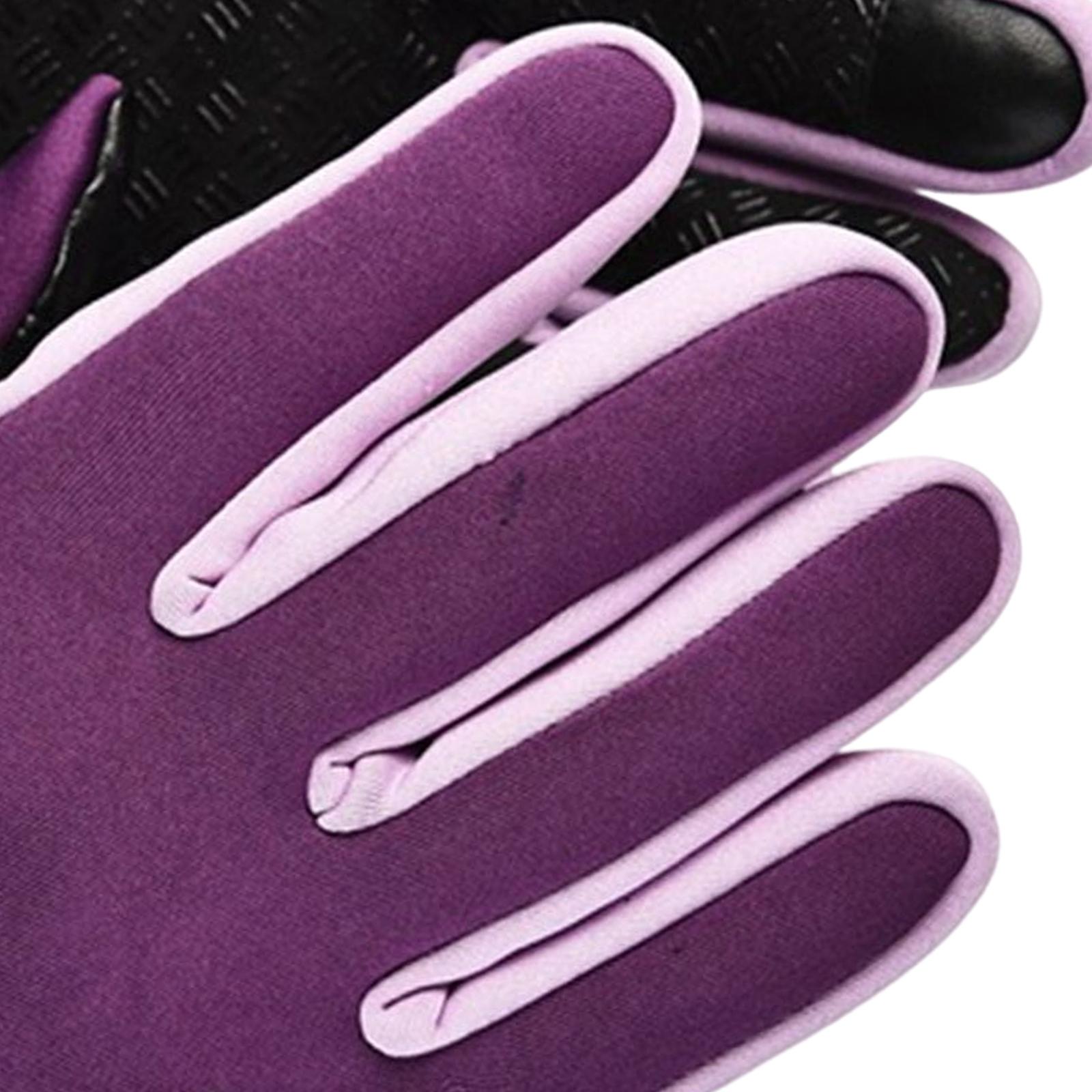 Winter Gloves Nonslip Thermal Gloves for Outdoor Running Sports Motorcycle L Purple