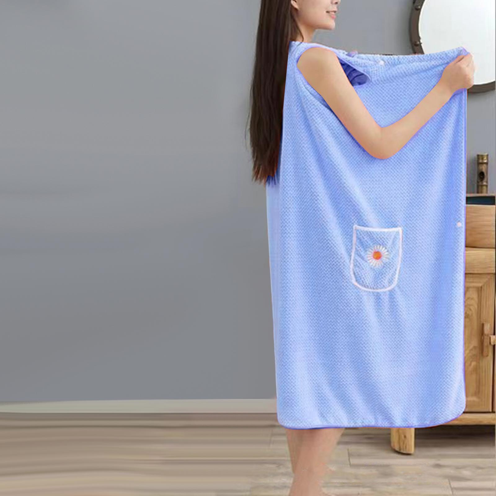 Bath Body Wrap Towel Fast Drying Lightweight Wearable Bath Towel for Spa 100cmx130cm Blue