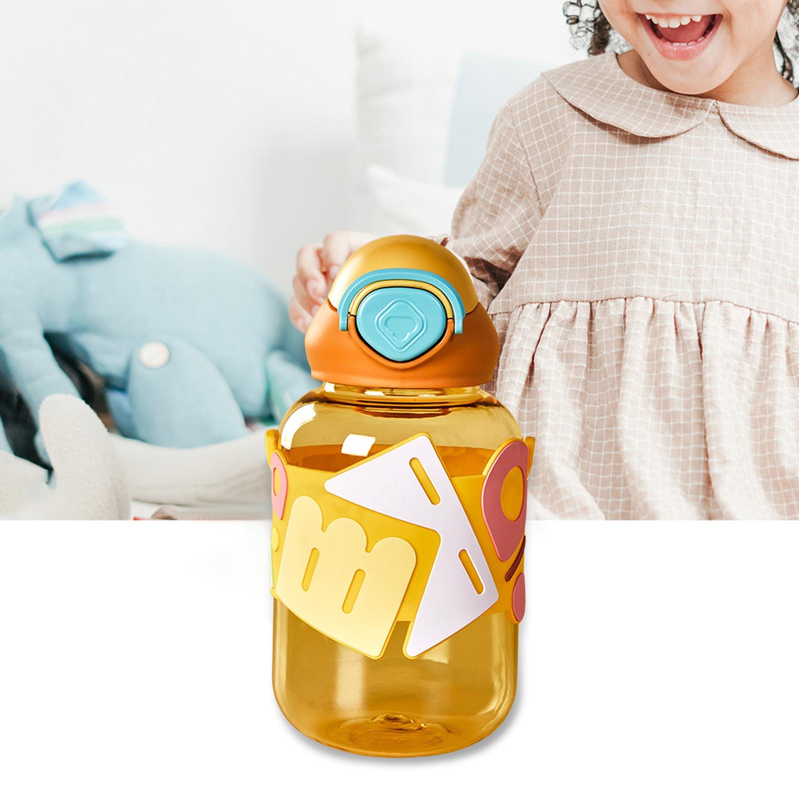 Cartoon Water Bottles for Kids LeakProof Running Picnic Childrens Water Cup Yellow