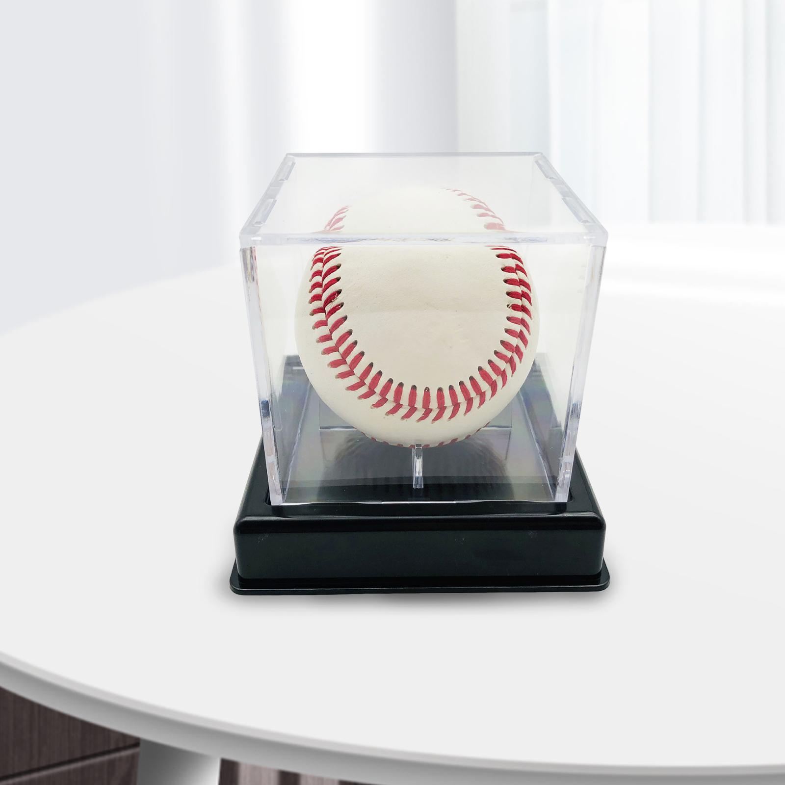 Baseball Holder Cube Memorabilia Display Case Transparent Clear Baseball Box Black Bottom Bracket