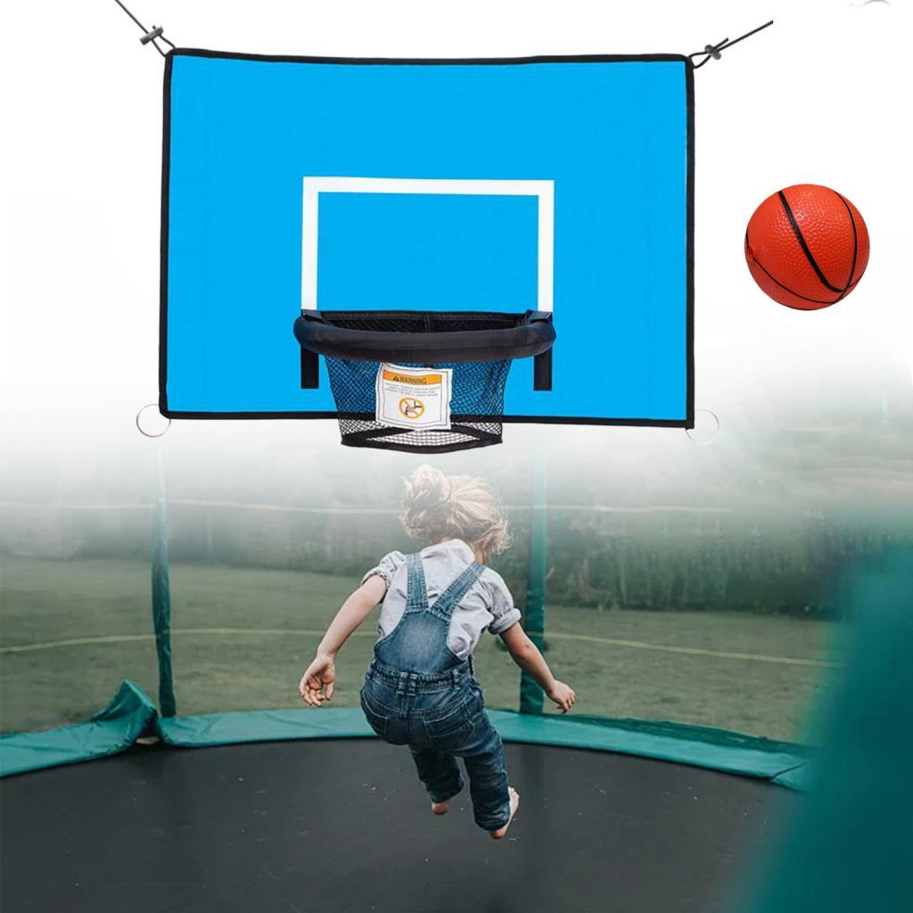 Trampolines Basketball Hoop Attachment Toy Outside with Ball Basketball Goal Blue 45cmx35cm