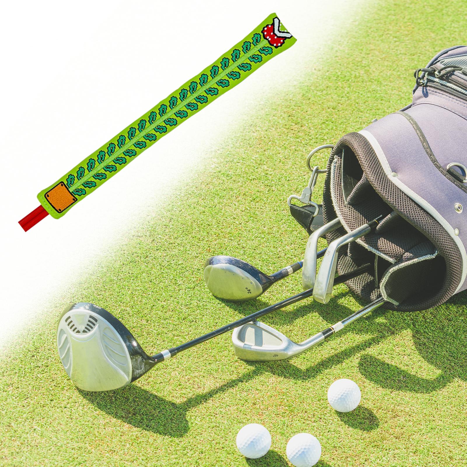 Golf Alignment Stick Cover Double Sided Embroidered Premium Protective Cover Green