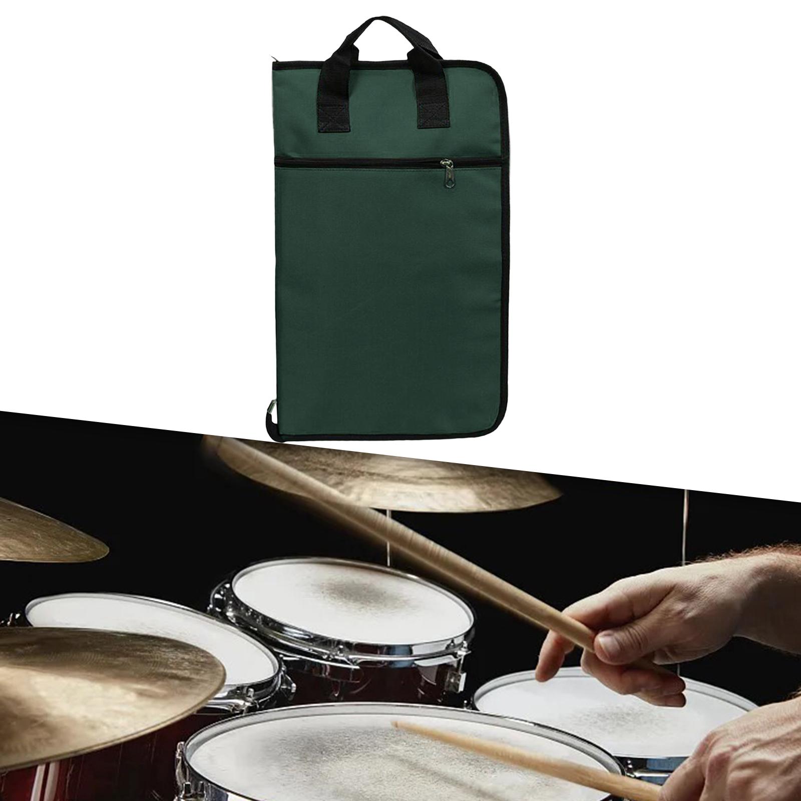 Drum Sticks Bag Durable Drumstick Holder for Percussion Sticks Mallets Green