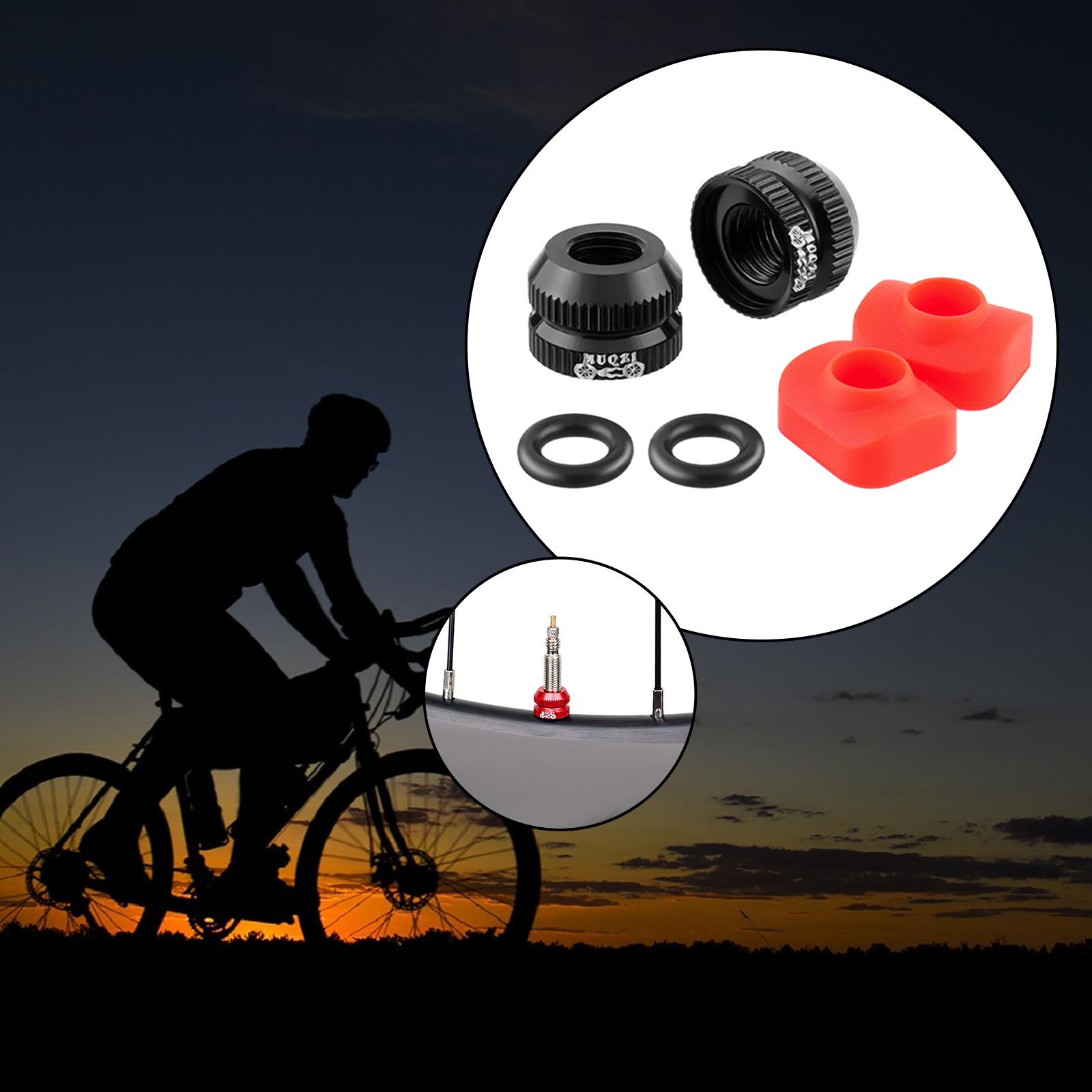 Bike Valve Nut Supplies Parts for Mountain Bicycle Road Bikes Outdoor Sports 2pcs Black