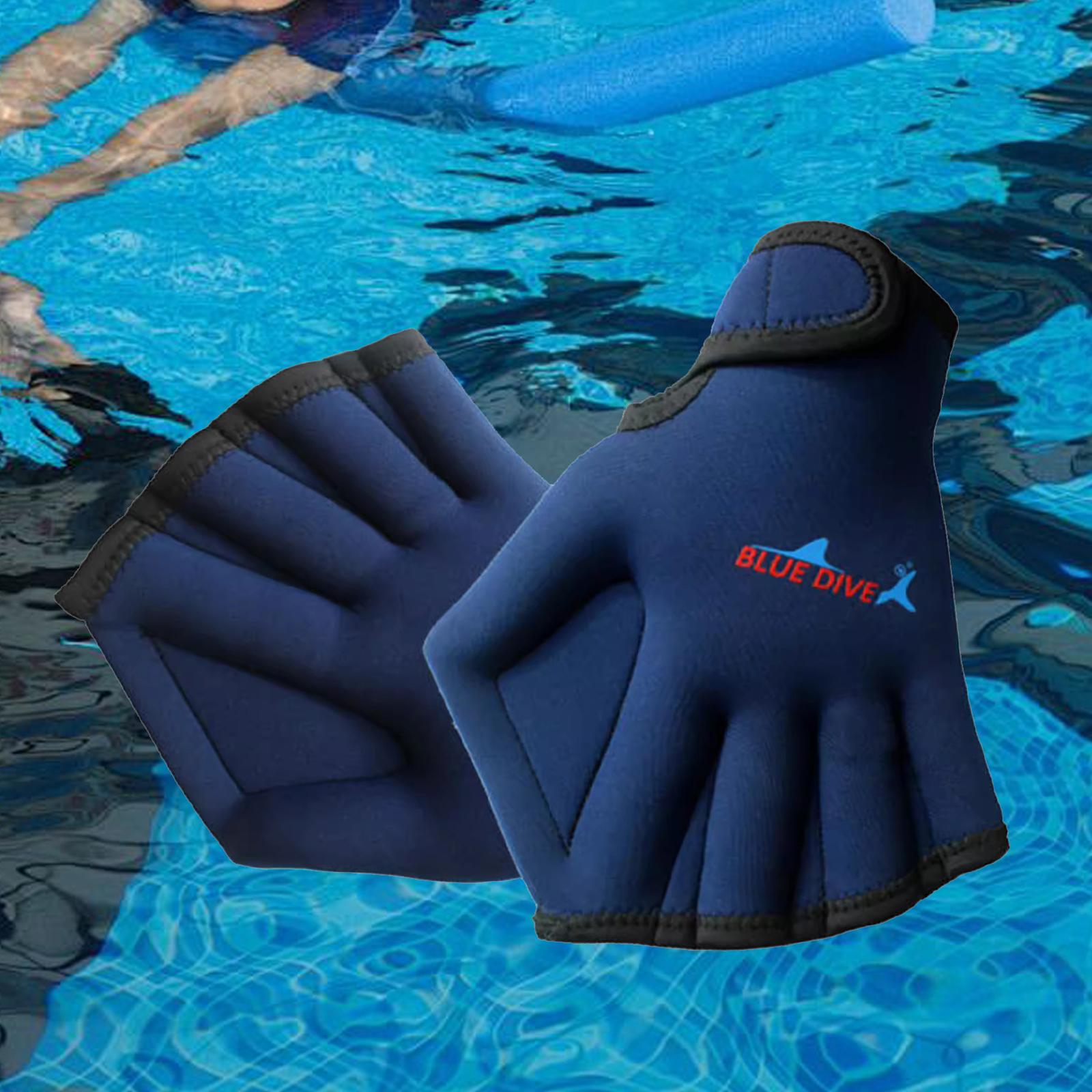 Swimming Gloves Webbed Swim Gloves for Water Aerobics Aquatic Fitness Adults Navy Blue