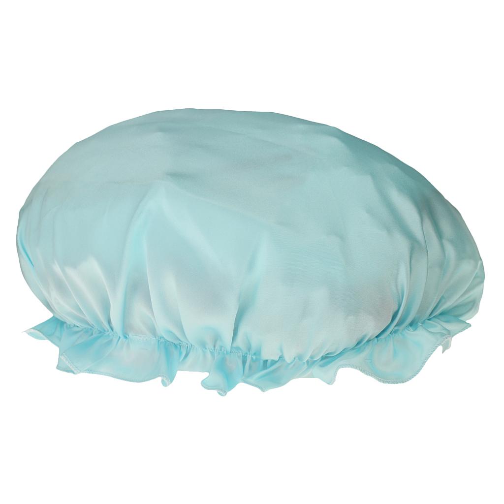 Pure Silk Sleeping Cap Sleep Hat Night Hair Care Bonnet Scarves Lake Blue