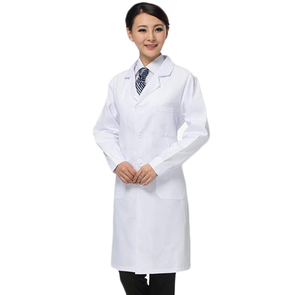 Unisex White Lab Coat Doctor Coats Jackets Nursing Long Uniform eBay