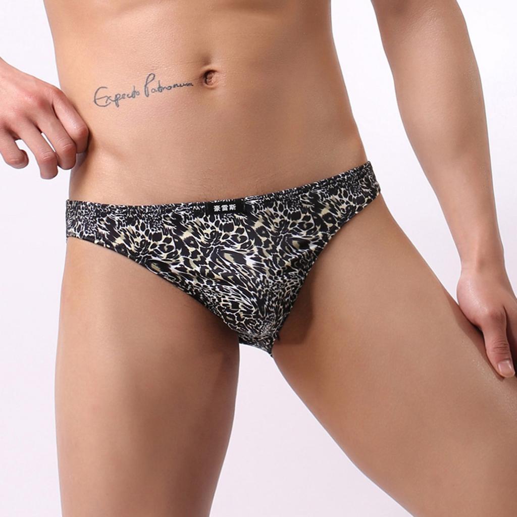 Men Sexy Underwear Low-rise Leopard Briefs Underpants Bikini Underpants XL