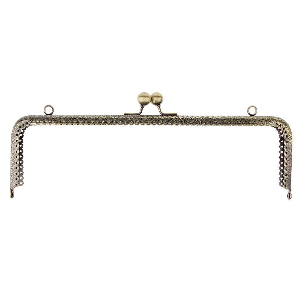 Coin Bag Purse Metal Frame Clasp 25.5cm Bronze
