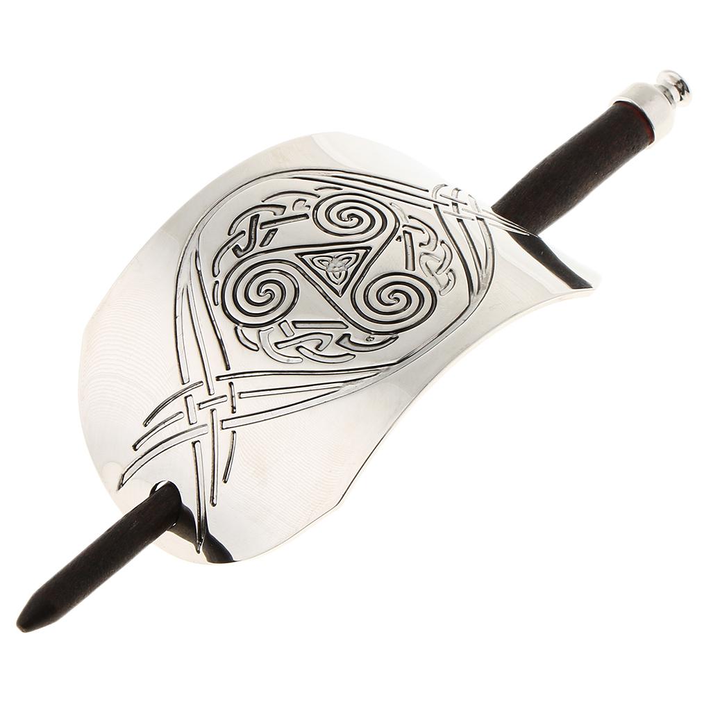 Handmade Carved Wooden Hair Clip With Stick 03