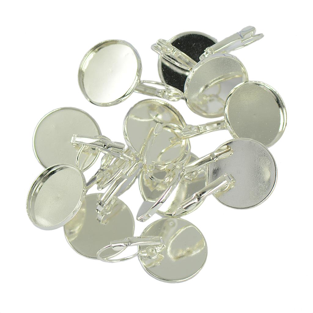 12pcs Leverback Earring Wire Hook Round Blank Setting DIY Making Silver 18mm