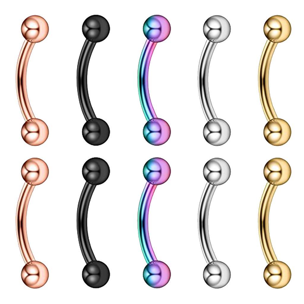 10pcs 16g Stainless Steel Curved Balls Barbell Eyebrow Ring Ear Piercing Jewelry Ebay