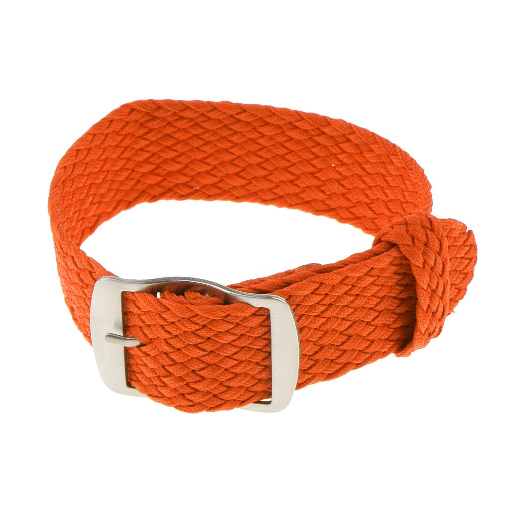 20mm Watch Band Braided Nylon Stainless Steel Buckle Replace Orange