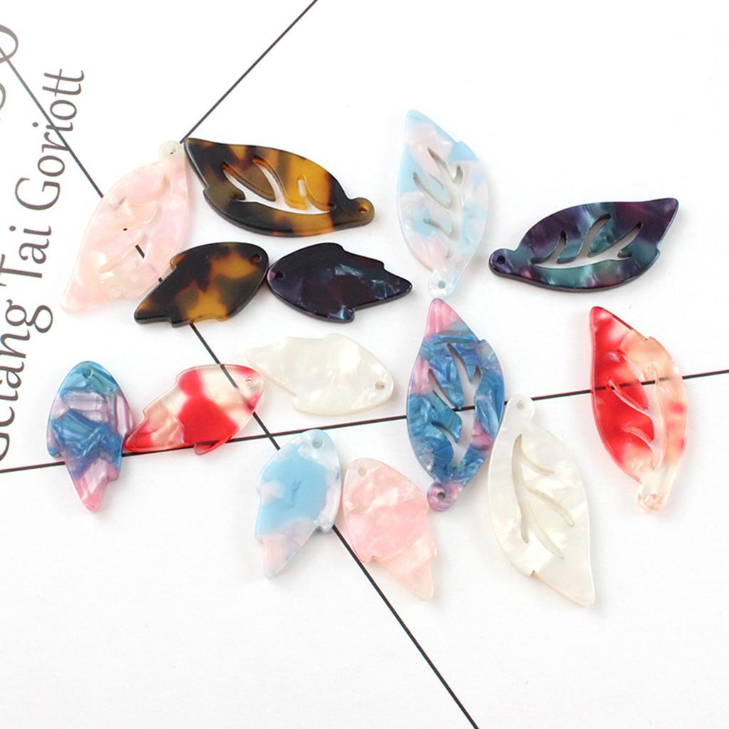 10 Pieces Leaf Charms Earring Pendant Cabochon Jewelry DIY Making Light blue