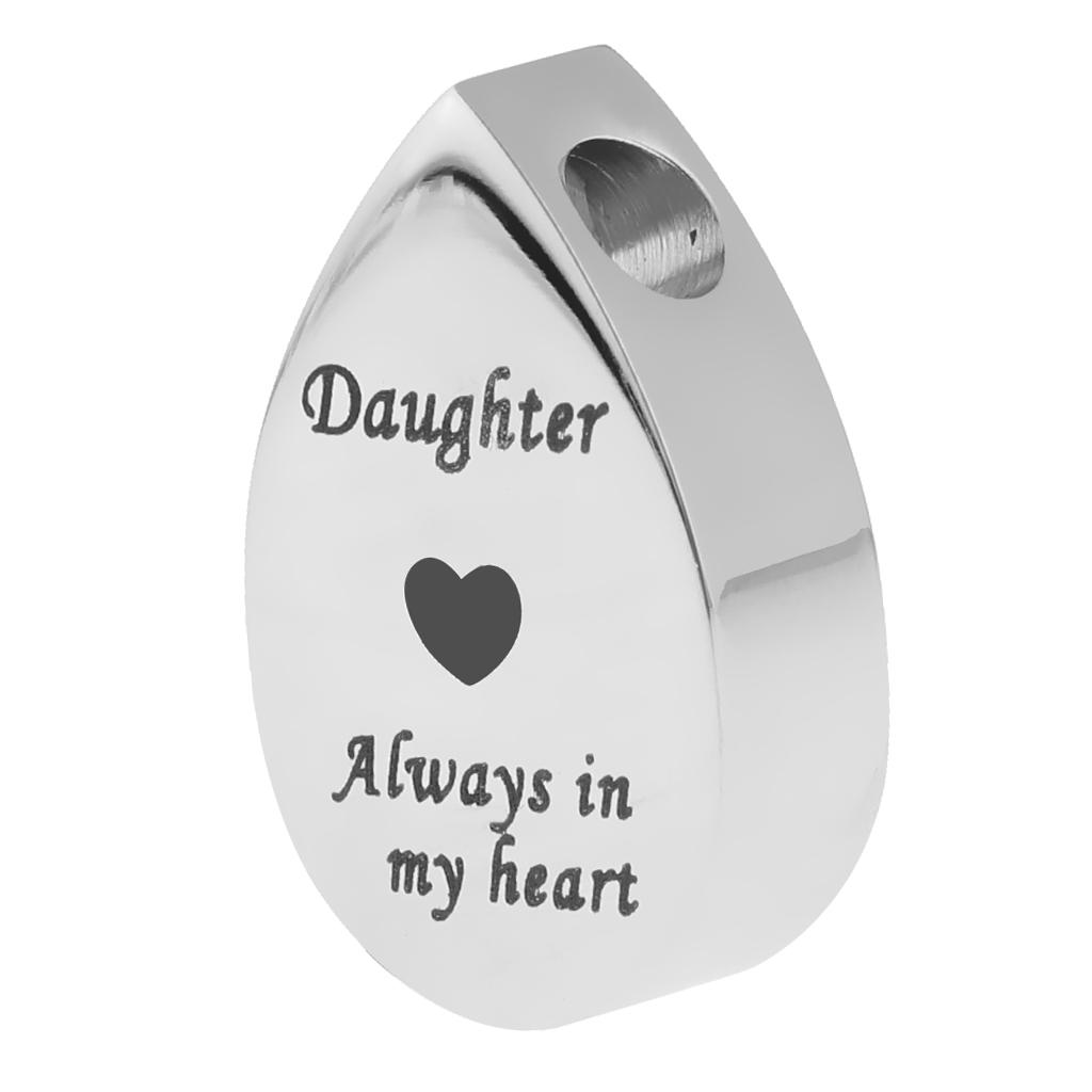 Always in My Heart Waterdrop Urn Memorial Ash Keepsake Pendant Daughter	