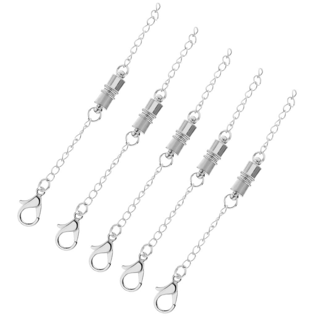 2xLocking Magnetic Jewelry Clasp Converter Lobster Clasp with Extender Chain A