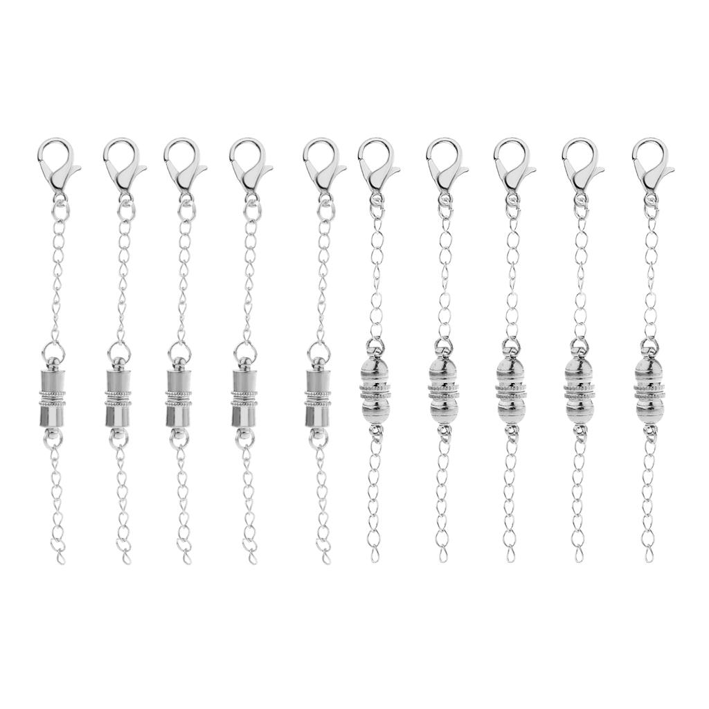 Locking Magnetic Jewelry Clasp Converter Lobster Clasp with Extender Chain A