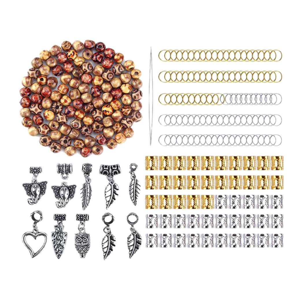 Dreadlocks Hair Braid Accessory Wood Beads Metal Rings Clips Hoops Pendants