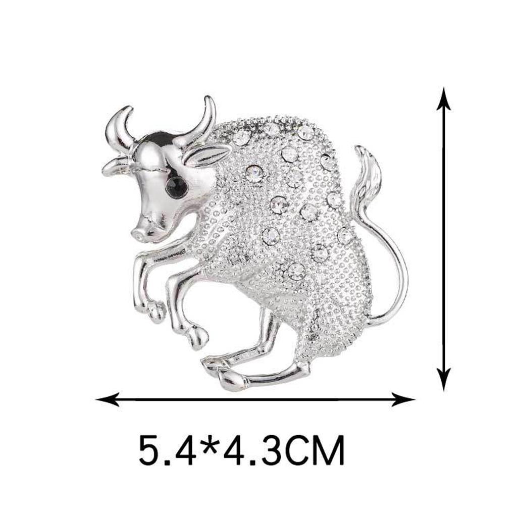 6xWomen Men Silver Tone Crystal Animal Cow Brooch Pin Party Custome Jewelry