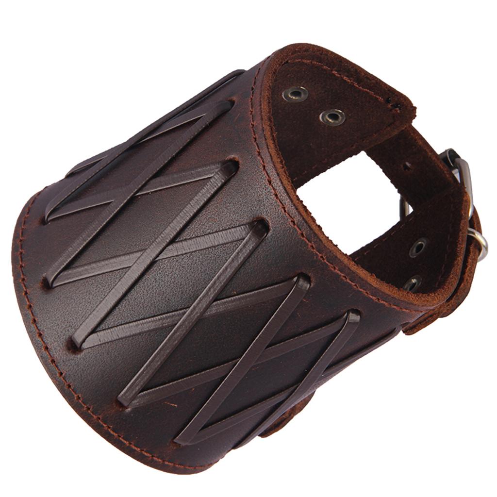 Wide Bracers PU Leather Arm Guards Gauntlet Cuff Wrist Protector