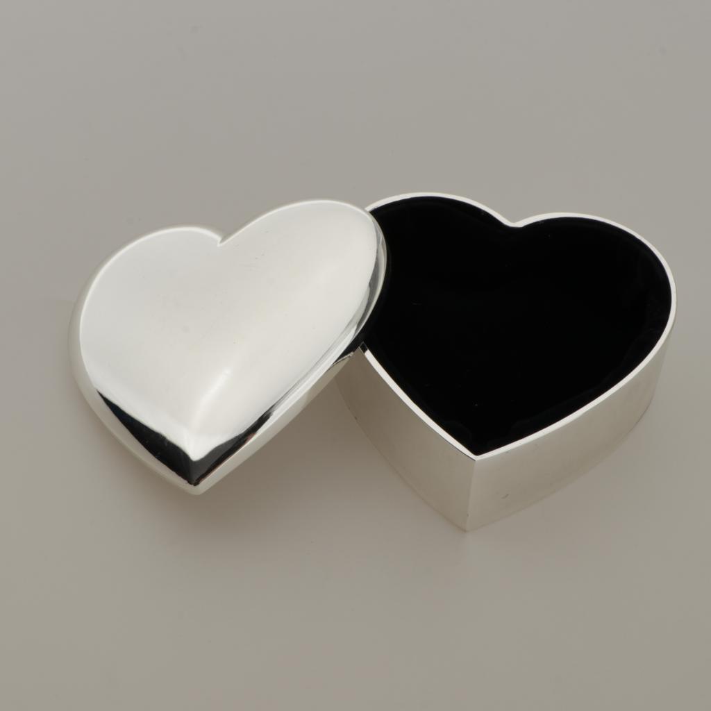 Novelty Heart Gift Box Lovers Ring Box Earrings Trinket Jewelry Box Silver