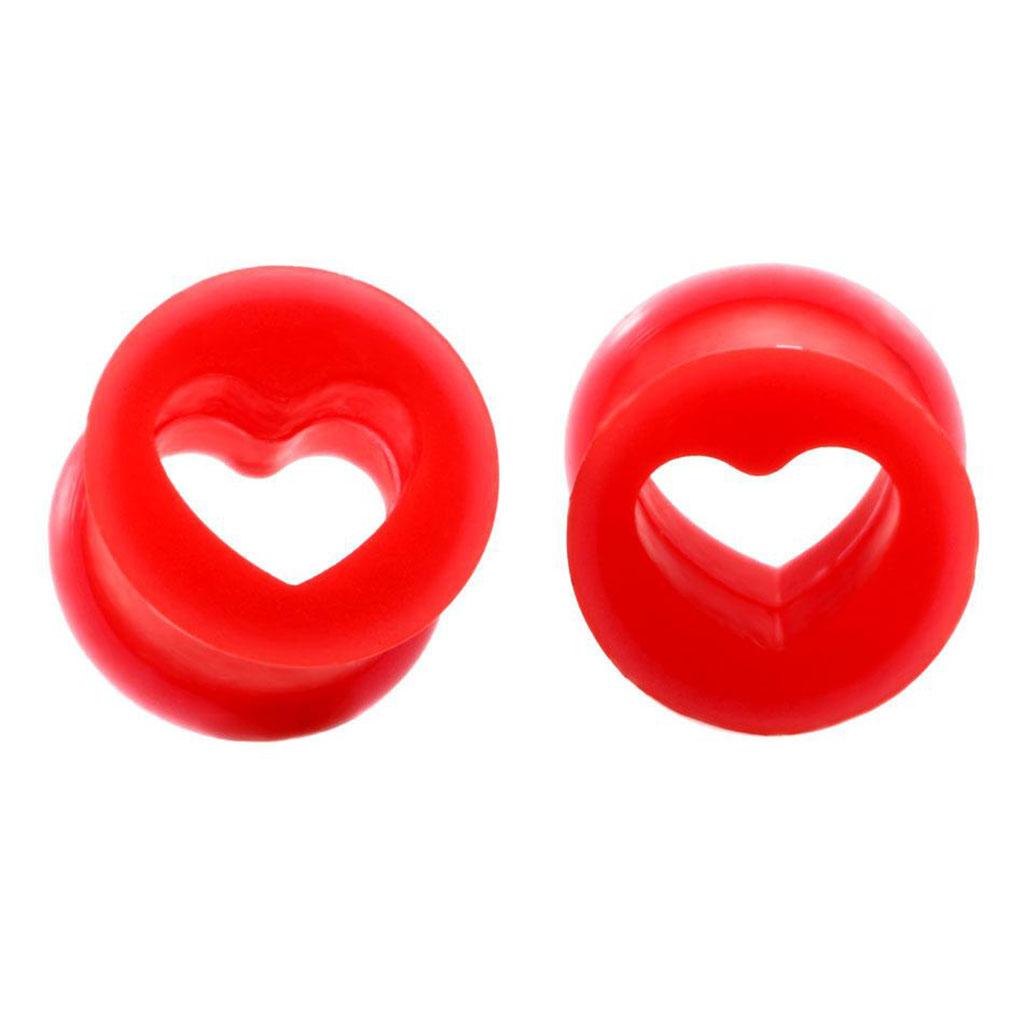 2Pcs Silicone Ear Gauges Double Flared Tunnels Stretchers  10mm Red