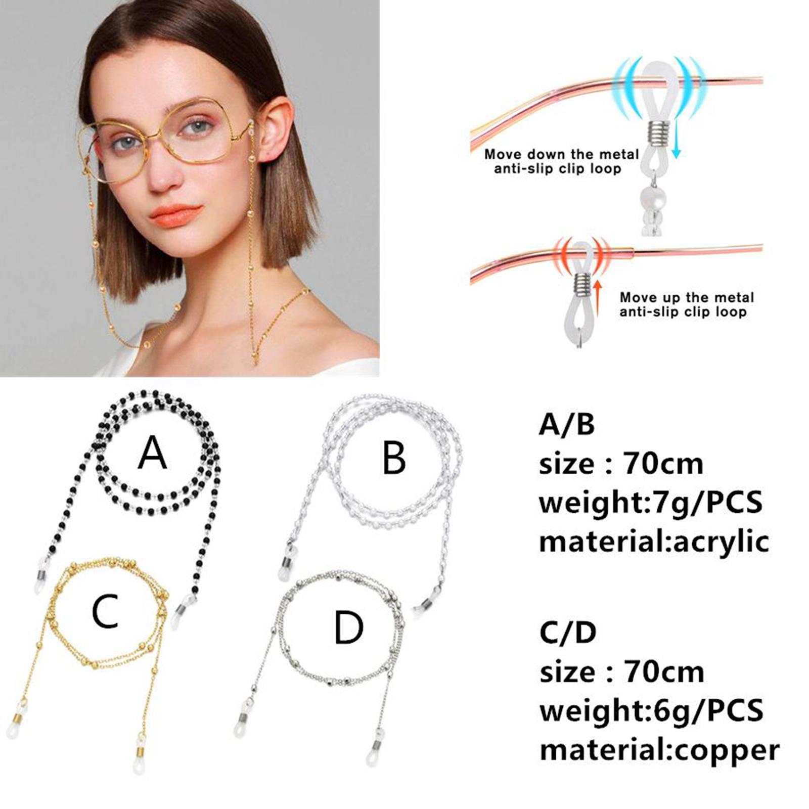 4pcs Beads Eyeglasses Chains Sunglasses Elegant Chain Around Neck 4 Styles