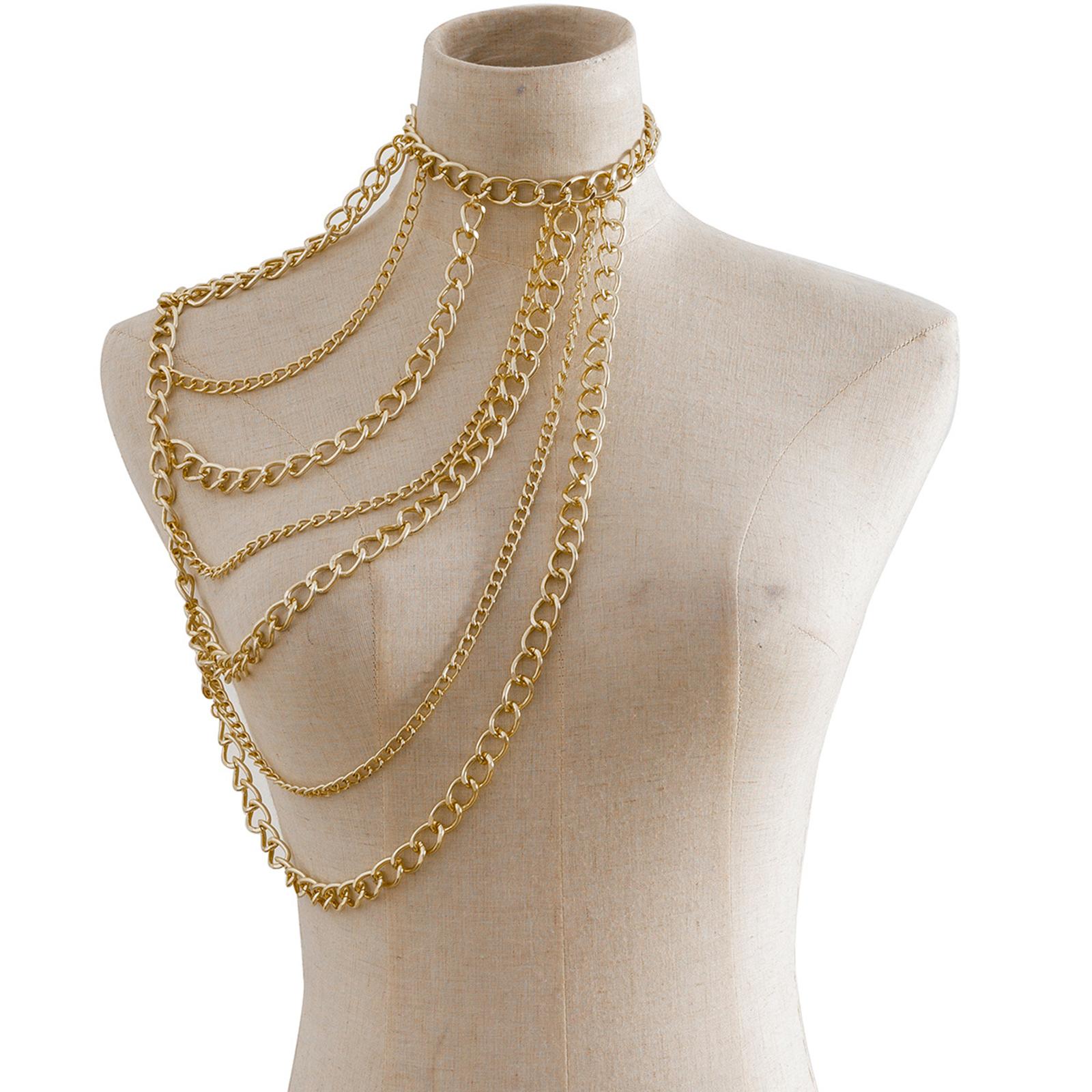 2 Pcs Body Chain Multi layers One Shoulder Jewellery Tassels Necklace