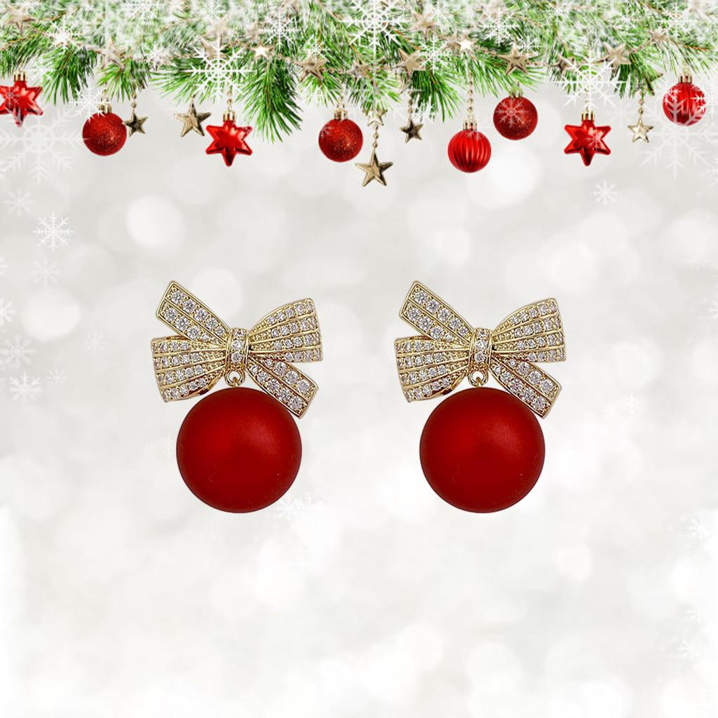 2xFashion Crystal Bowknot Red Stud Earring , Hypoallergenic Durable for Girls