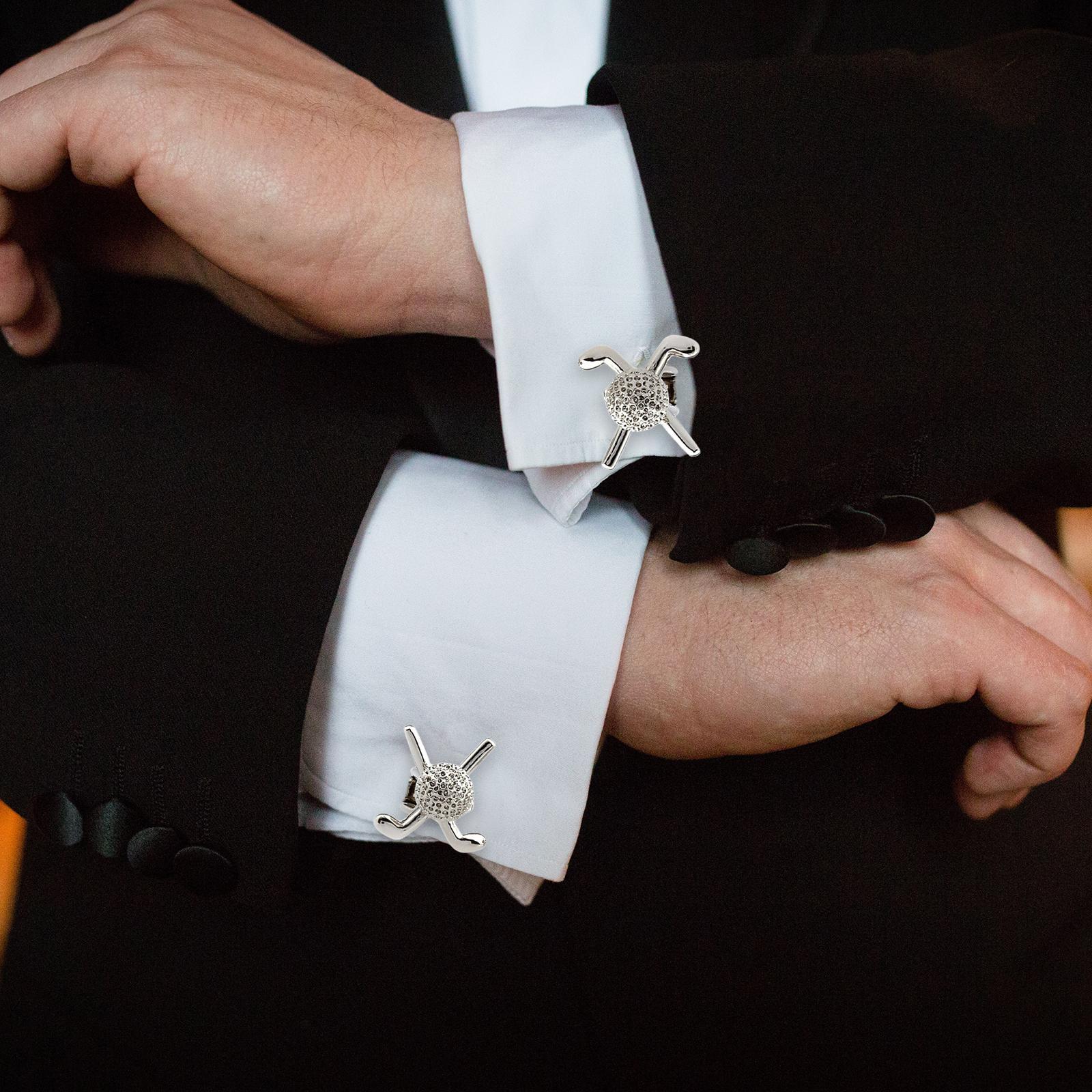 1 Pair Golf Clubs Men Cufflinks Statement for Business Tuxedo Groomsmen