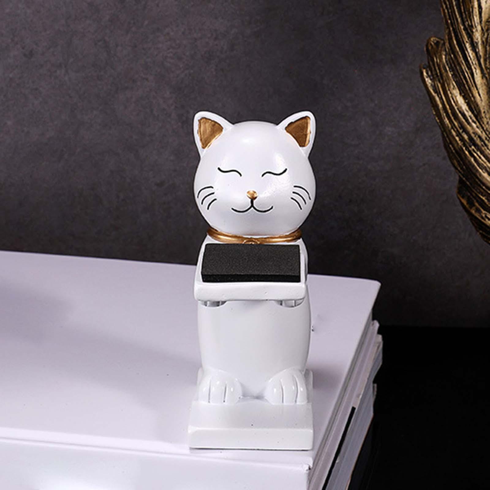 Cartoon Cat Statue Watch Stand Table Jewelry Display Stand White