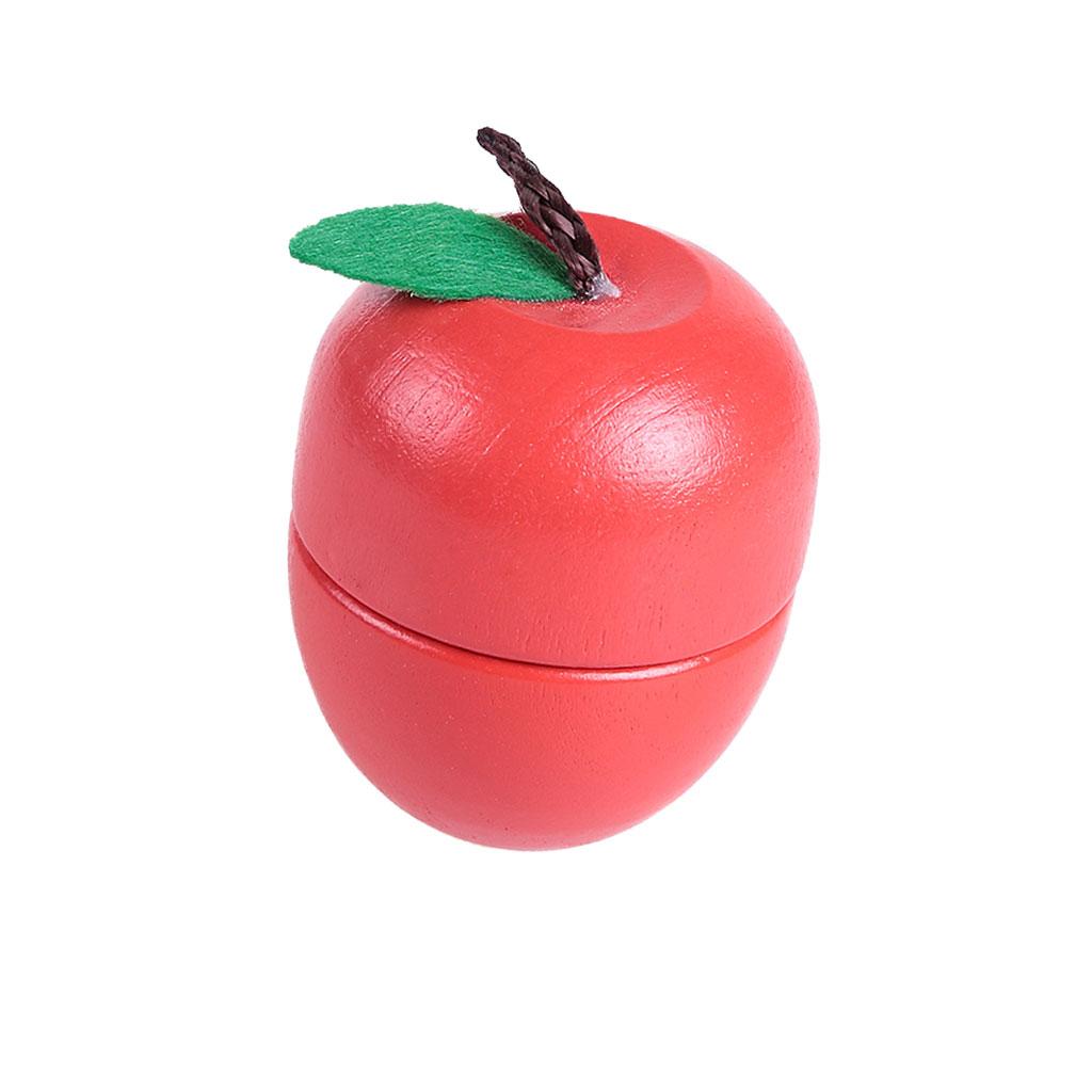 Wooden Magnetic Connected Apple Kids Kitchen Cutting Food Pretend Play Toy