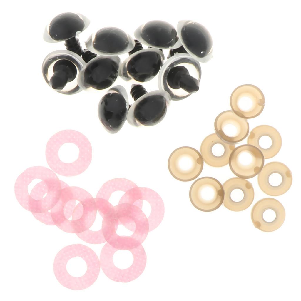 2x10pcs Plastic Safety Toy Eyes + Glitter Nonwovens + Washer 18mm Pink