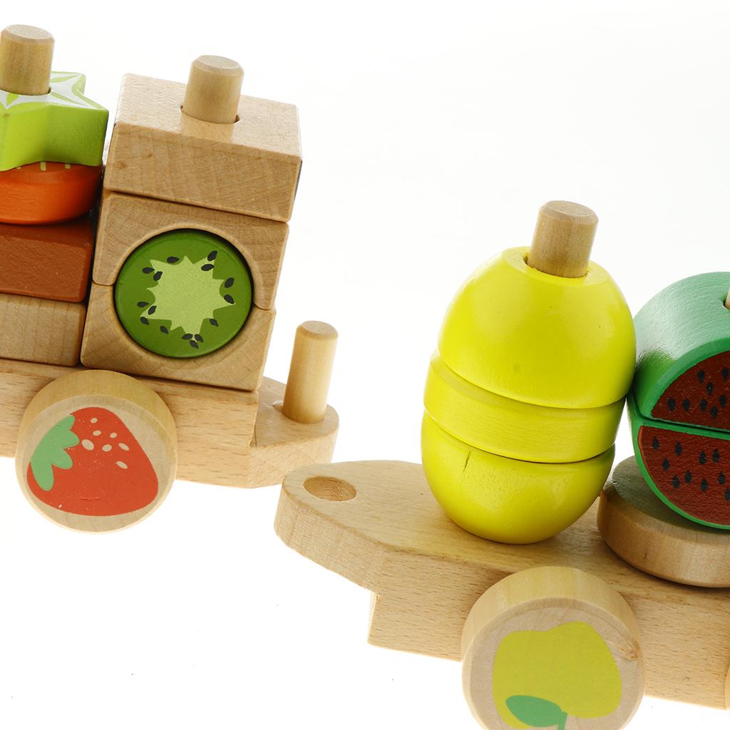 Wooden Stacking Train Push Pull Toy Stacking Train Toddler Toy Puzzle Blocks
