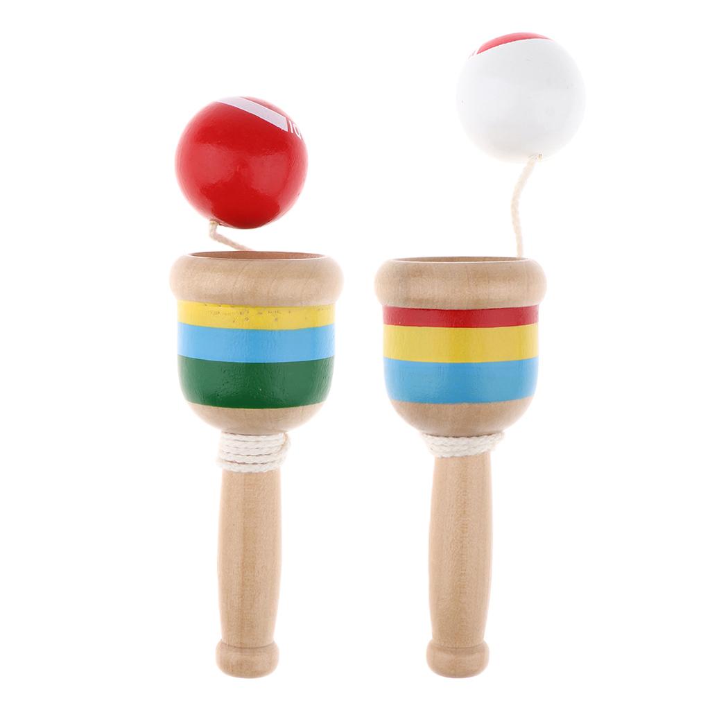 Japanese Classic Wooden Toy Kendama Cup and Ball Toss Catching Game White