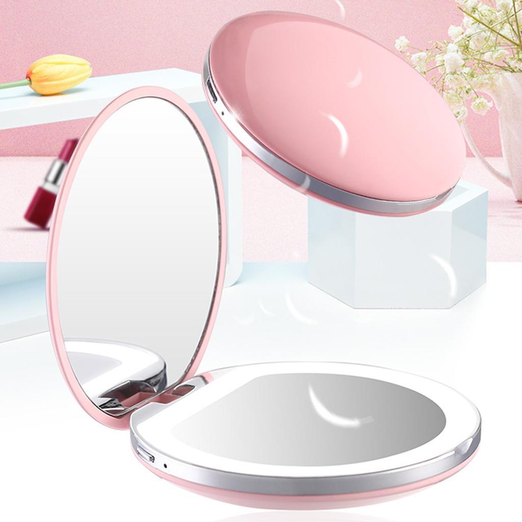 Portable 3x Magnifying Round Makeup Vanity Mirror Led Travel Pocket 
