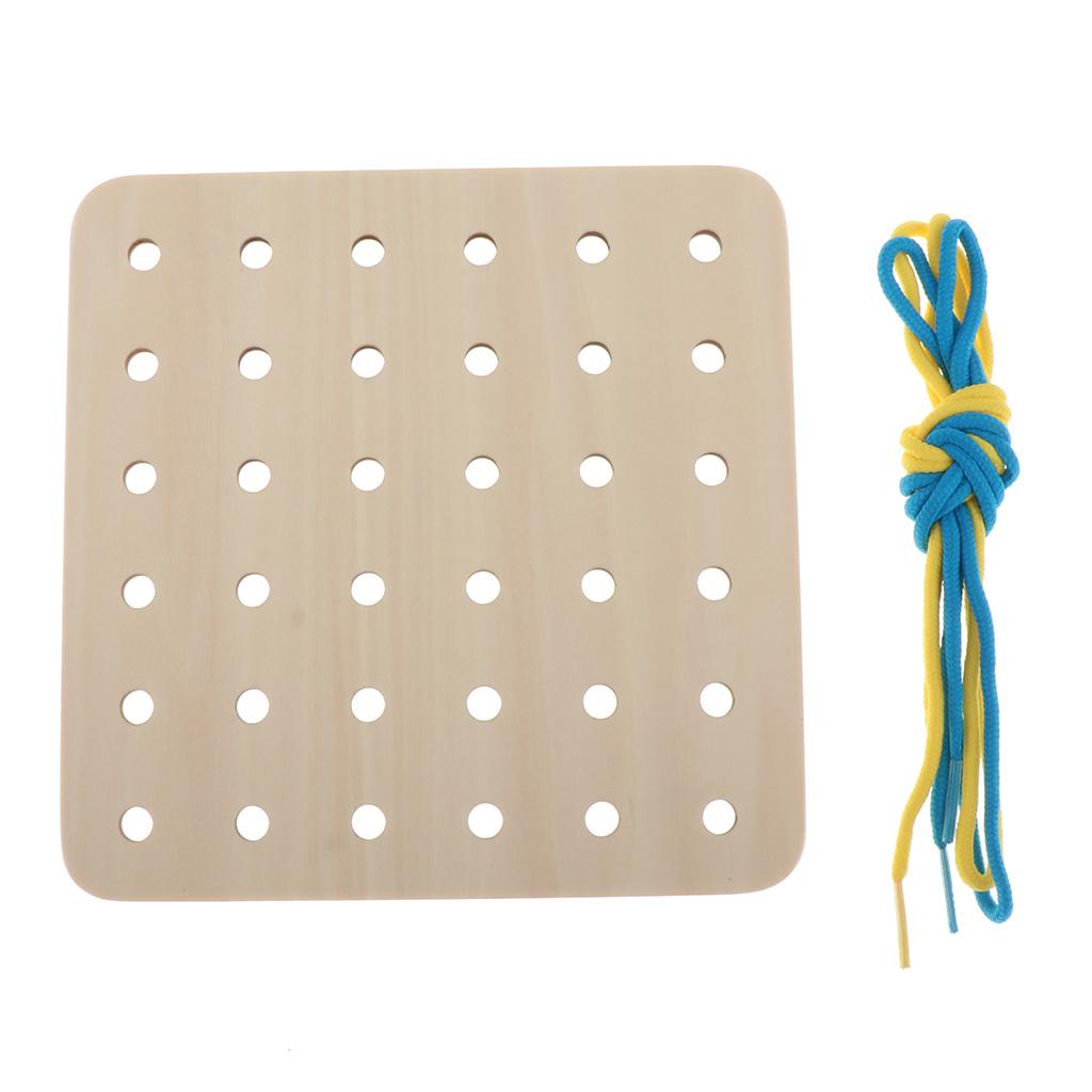 Wooden Toddler Montessori String Threading Lacing Toy Educational Blank
