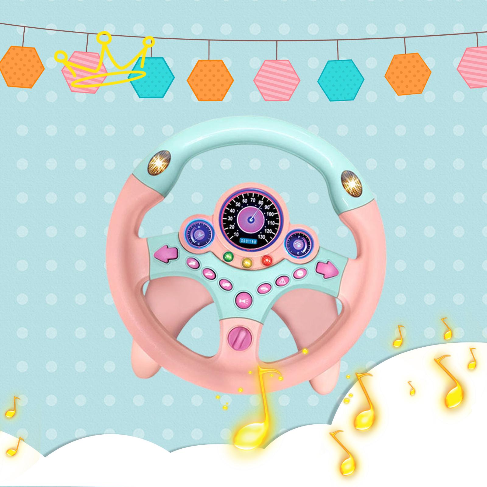 Driving Steering Wheel Toy with Flashing Lights Education Development-Pink