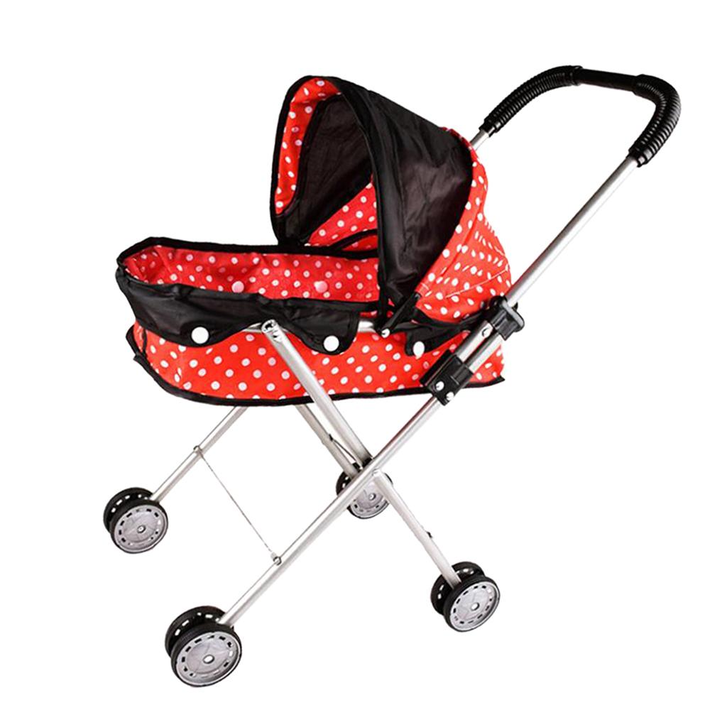 Baby Dolls Stroller Pushchair Folding Kids Pretend Role Play Toys Red