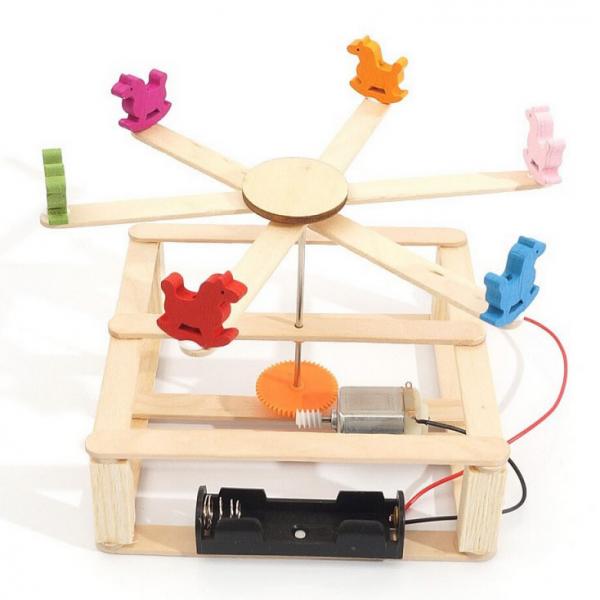 DIY Wooden Science Kits Kids Science Experiment Toys Carousel