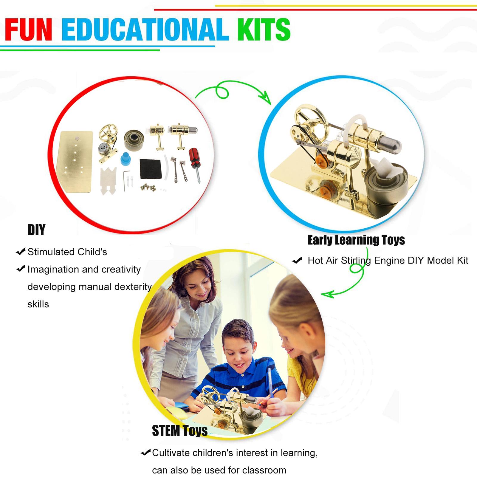 Mini Hot Air Stirling Engine Motor Model Educational Steam Heat Education