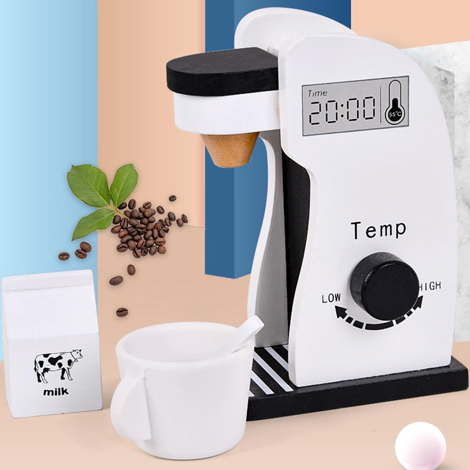 Coffee Maker Set Wooden White Coffee Maker Playset Pretend Play Toddler Toy
