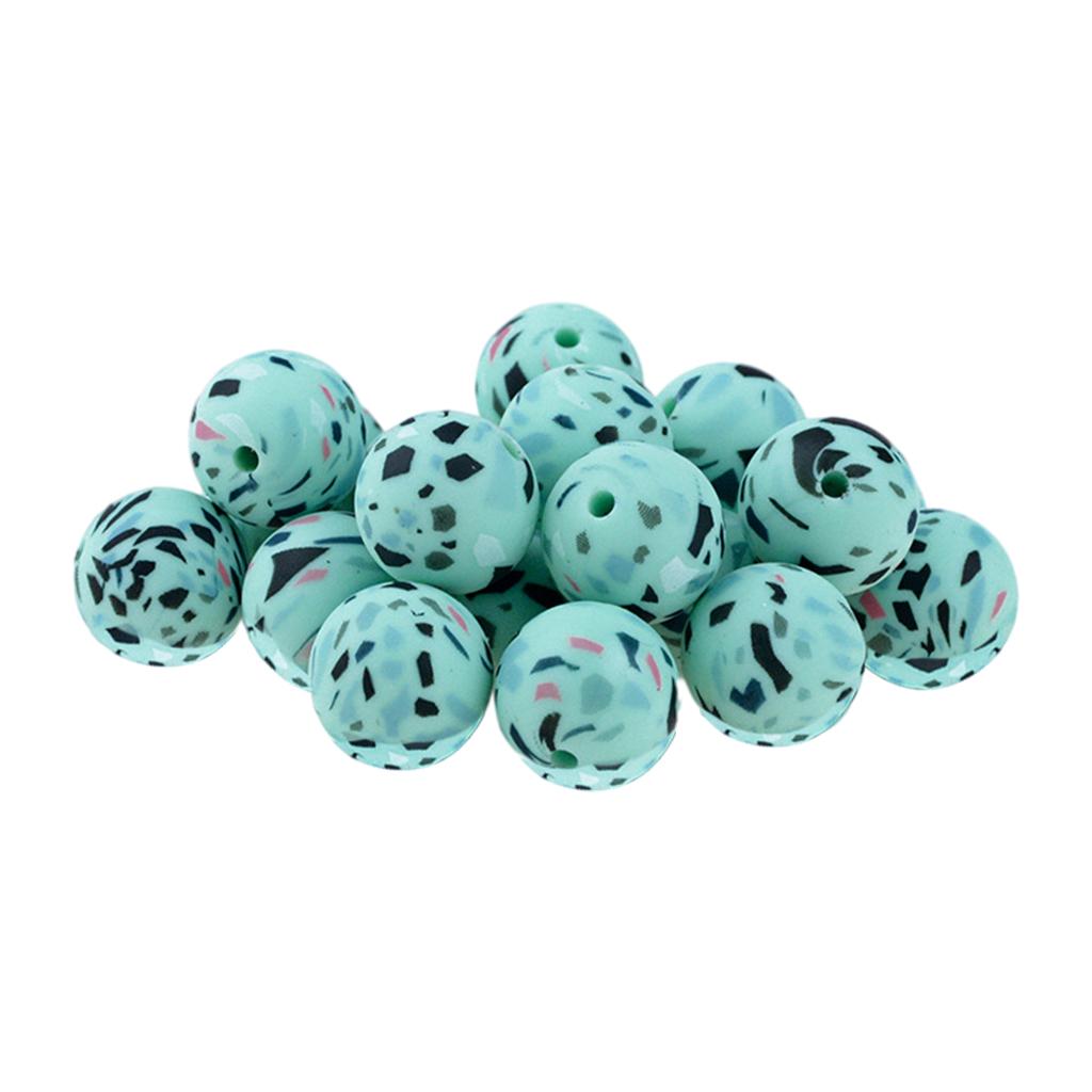 60pcs Silicone Teether Beads Food Grade Nursing Crafts white green yellow