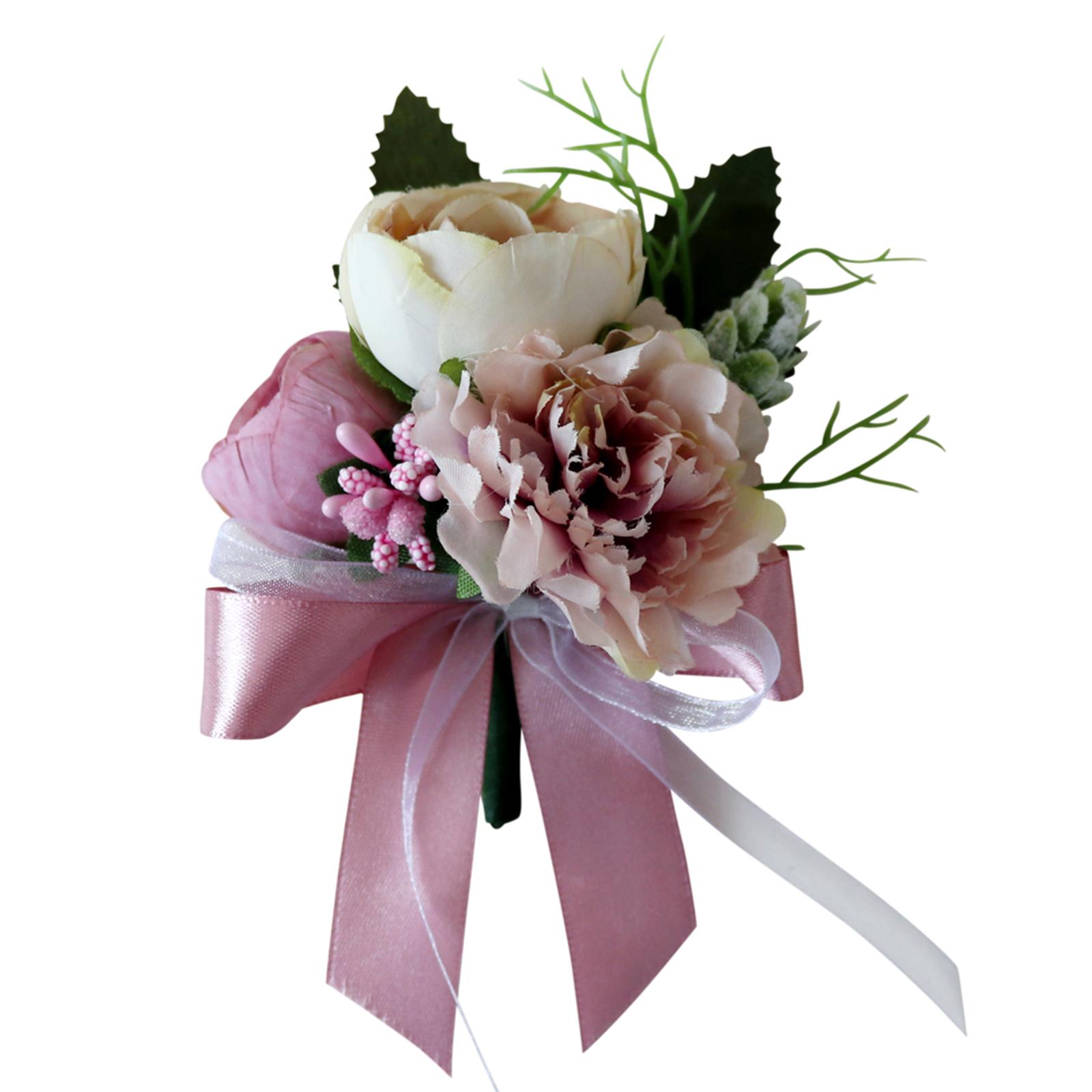 Elegant Corsage Tea Rose Carnation Flower Boutonniere Pin Wedding